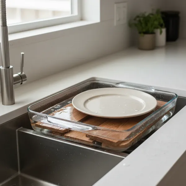 Cedar planks submerged in water for grilling prep