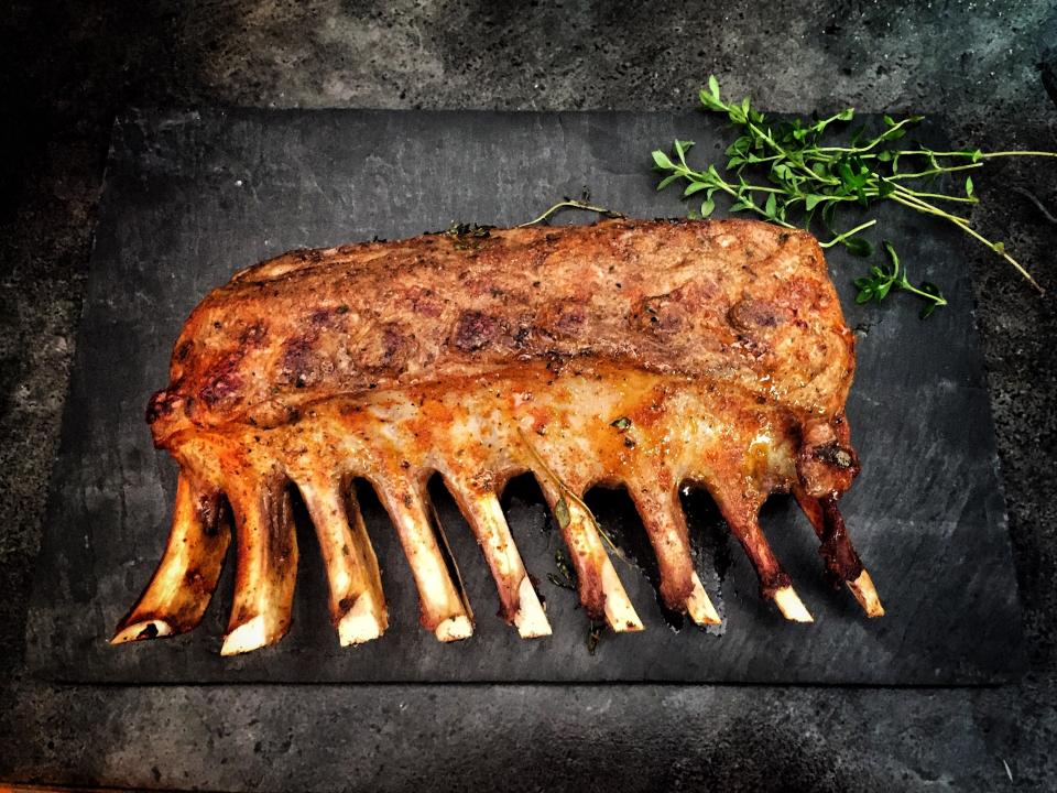 Steak cooking on an electric grill