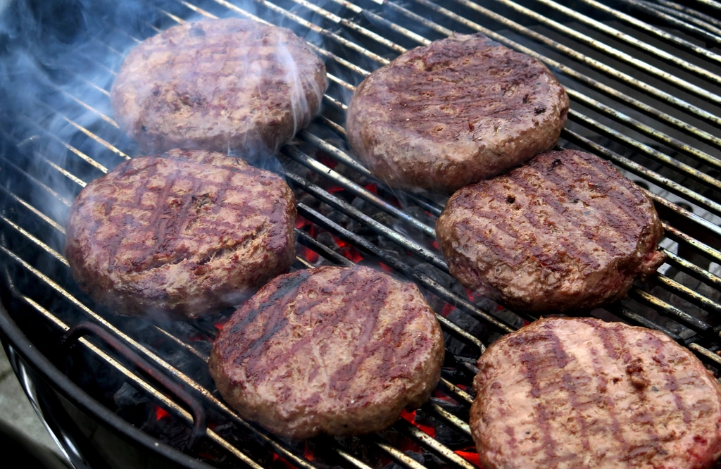 Food cooking on a grill with heat