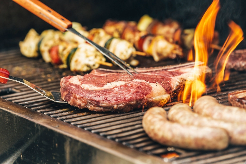 Electric grill on a patio