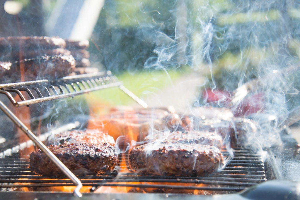 Indoor electric grill on a counter