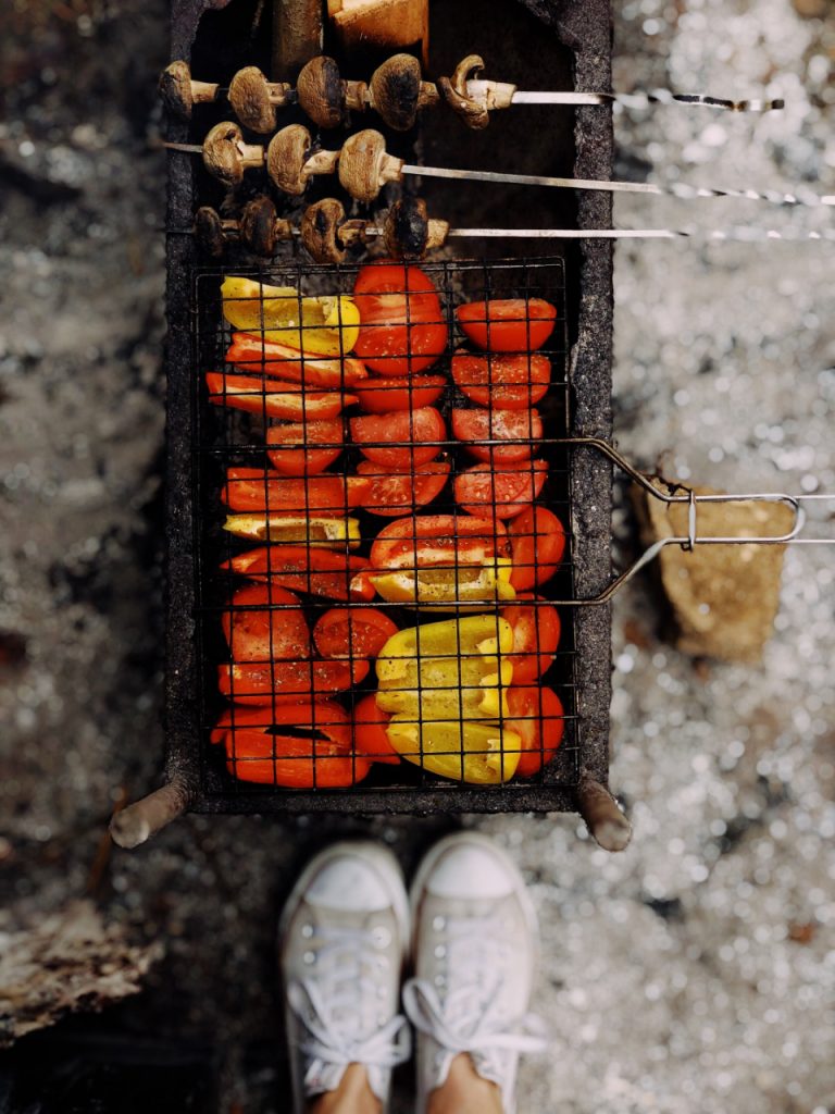 Electric grill on a counter