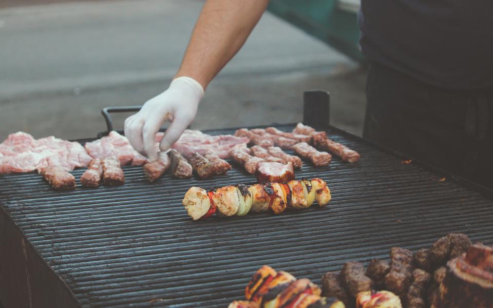 Outdoor electric grill on a patio