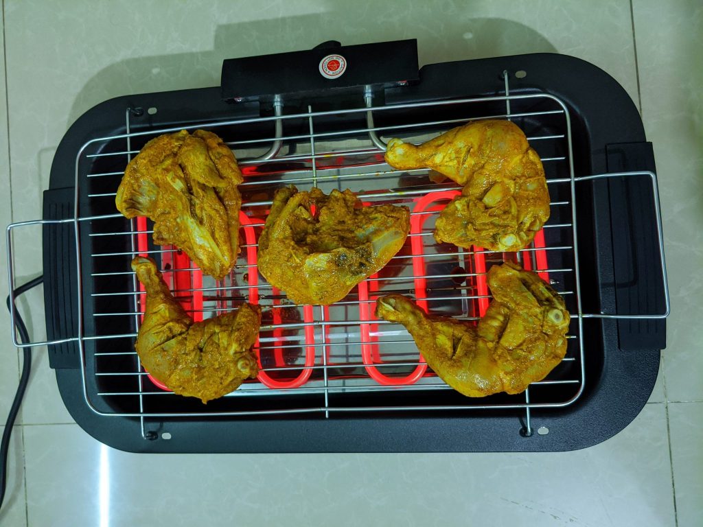 Large electric grill on a patio